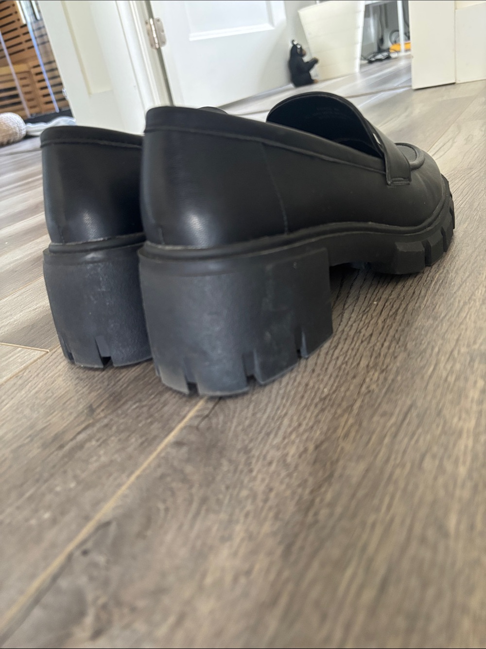 Black Lug-Sole Penny Loafers for Women - Picture 7 of 7